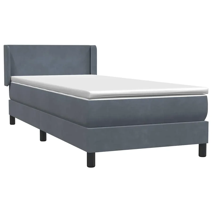 Sommier à lattes de lit et matelas gris foncé 80x220 cm velours - 4