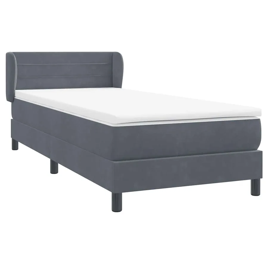 Sommier à lattes de lit et matelas gris foncé 90x210 cm velours - 4