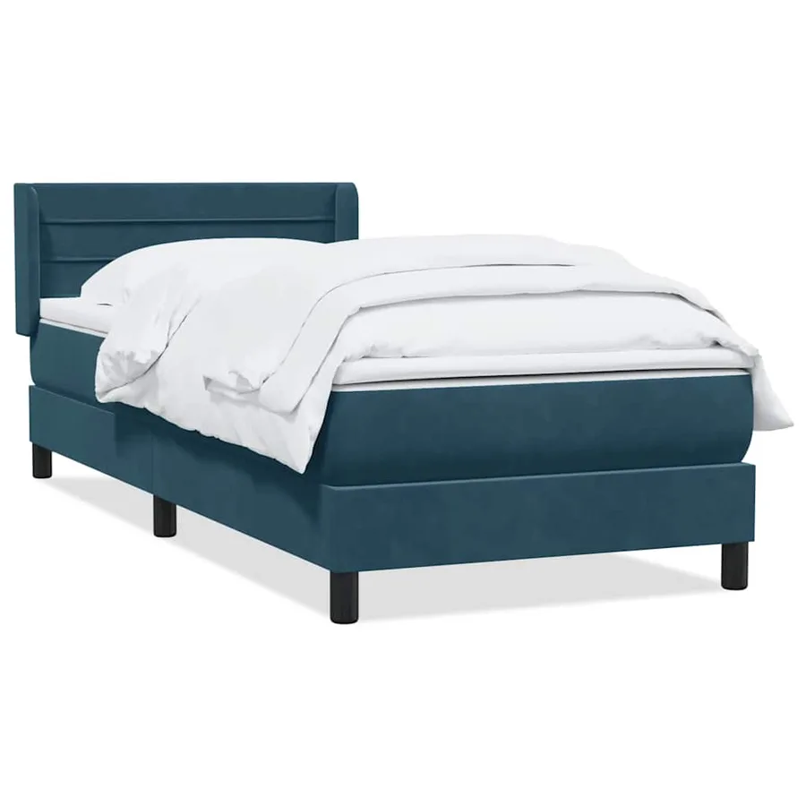 Sommier à lattes de lit et matelas bleu foncé 80x210 cm velours - 2