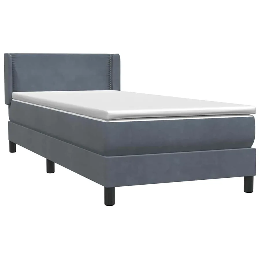 Sommier à lattes de lit et matelas gris foncé 80x220 cm velours - 4