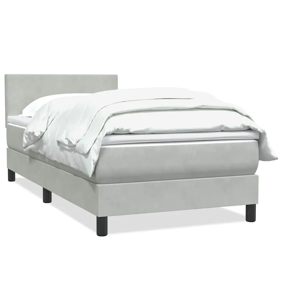 Sommier à lattes de lit et matelas gris clair 80x210 cm velours - 2