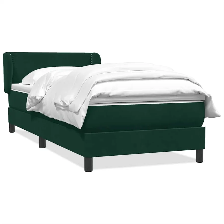 Sommier à lattes de lit et matelas vert foncé 80x220 cm velours - 2