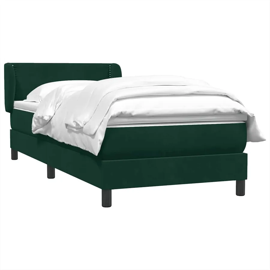 Sommier à lattes de lit et matelas vert foncé 80x220 cm velours - 3