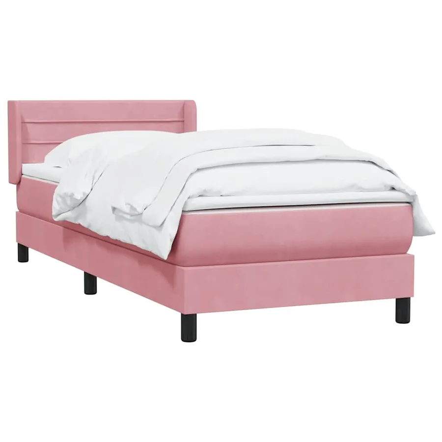 Sommier à lattes de lit avec matelas rose 90x210 cm velours - 3
