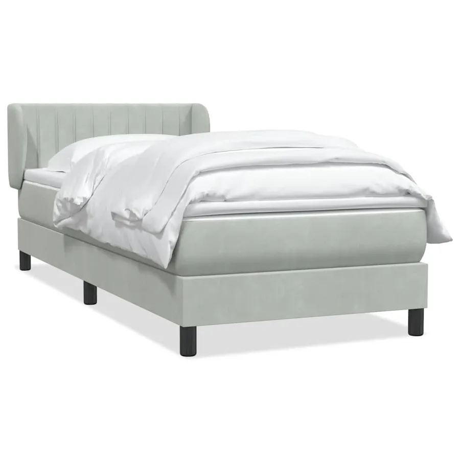Sommier à lattes de lit et matelas gris clair 80x210 cm velours - 2