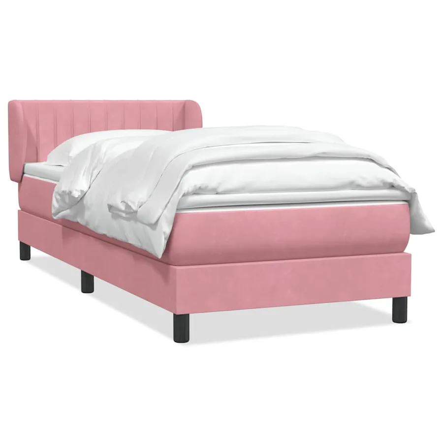 Sommier à lattes de lit avec matelas rose 90x210 cm velours - 2
