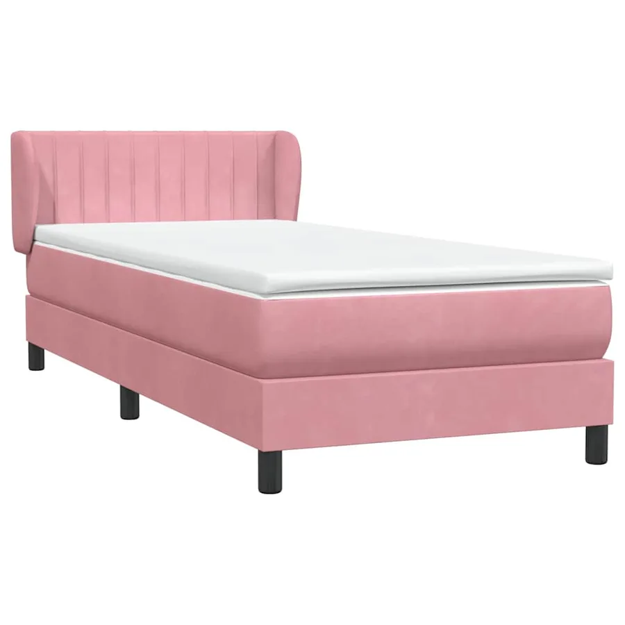 Sommier à lattes de lit avec matelas rose 90x210 cm velours - 4