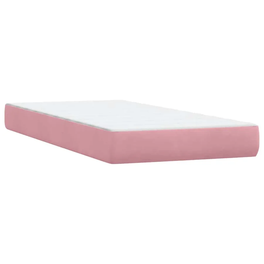 Sommier à lattes de lit avec matelas rose 90x210 cm velours - 6