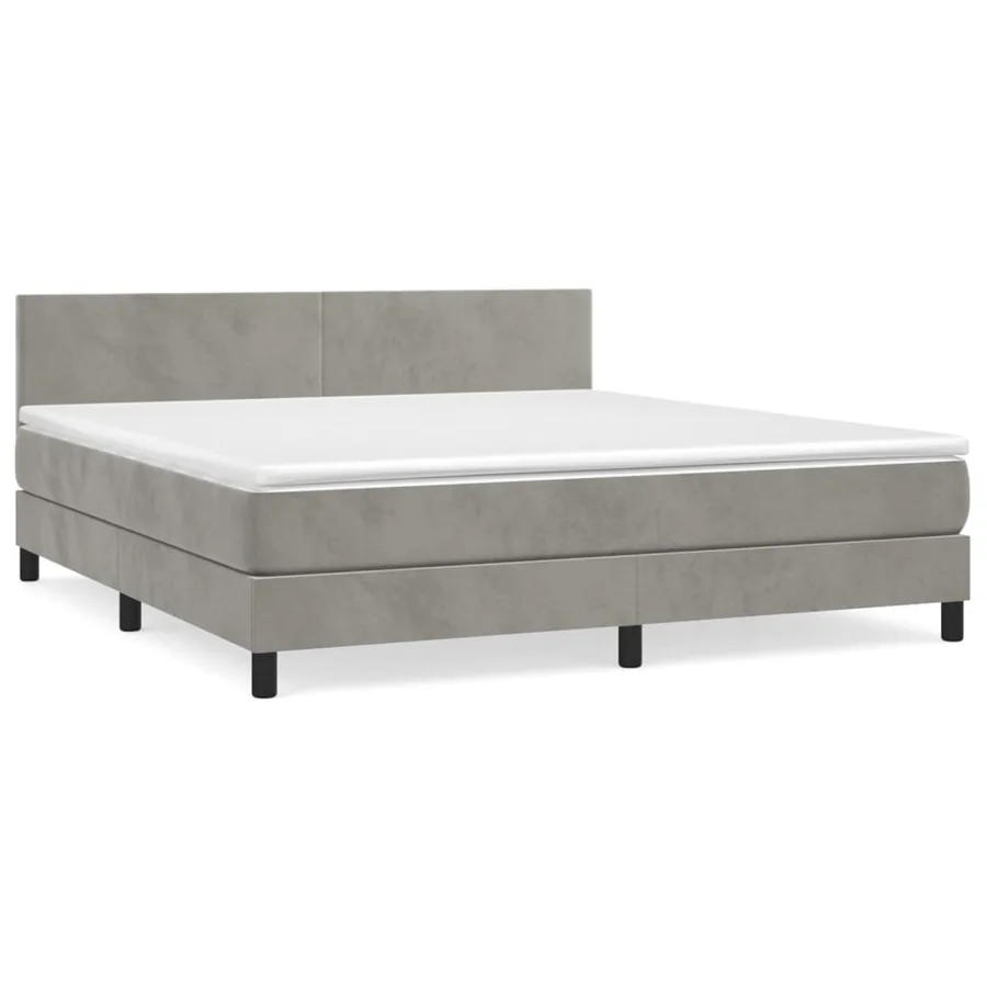 Sommier à lattes de lit et matelas Gris clair 180x200cm Velours - 2