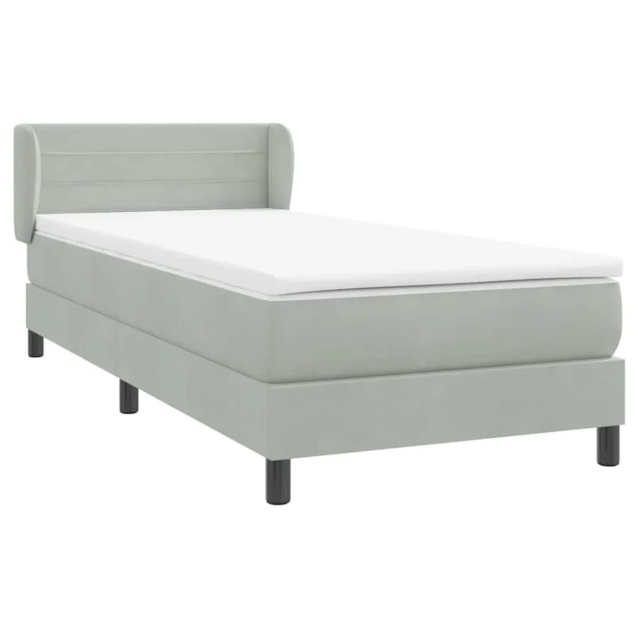 Sommier à lattes de lit et matelas gris clair 80x210 cm velours - 4