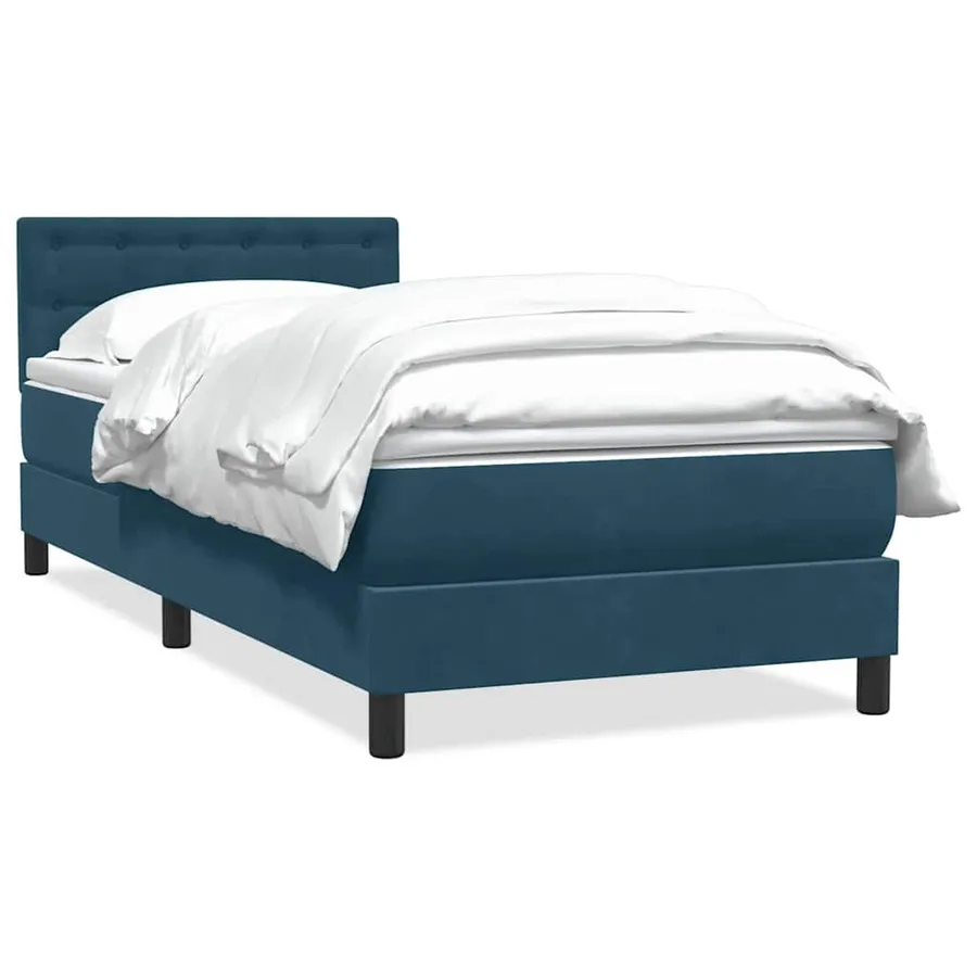 Sommier à lattes de lit et matelas bleu foncé 80x210 cm velours - 2