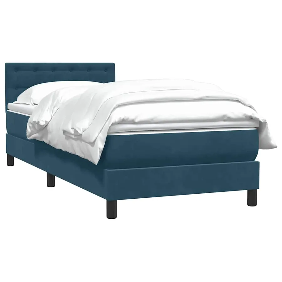 Sommier à lattes de lit et matelas bleu foncé 80x210 cm velours - 3