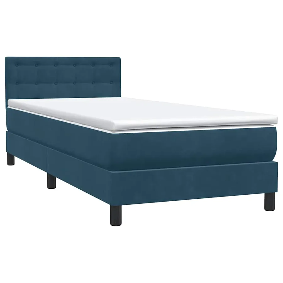 Sommier à lattes de lit et matelas bleu foncé 80x210 cm velours - 4