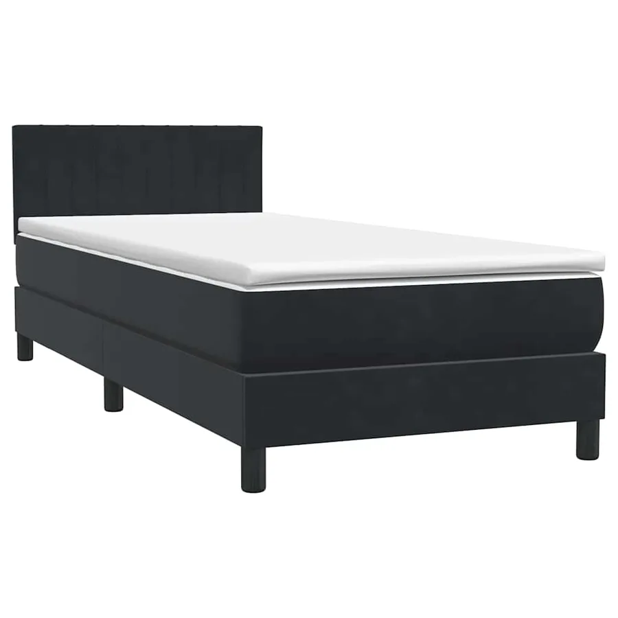 Sommier à lattes de lit avec matelas noir 80x210 cm velours - 2