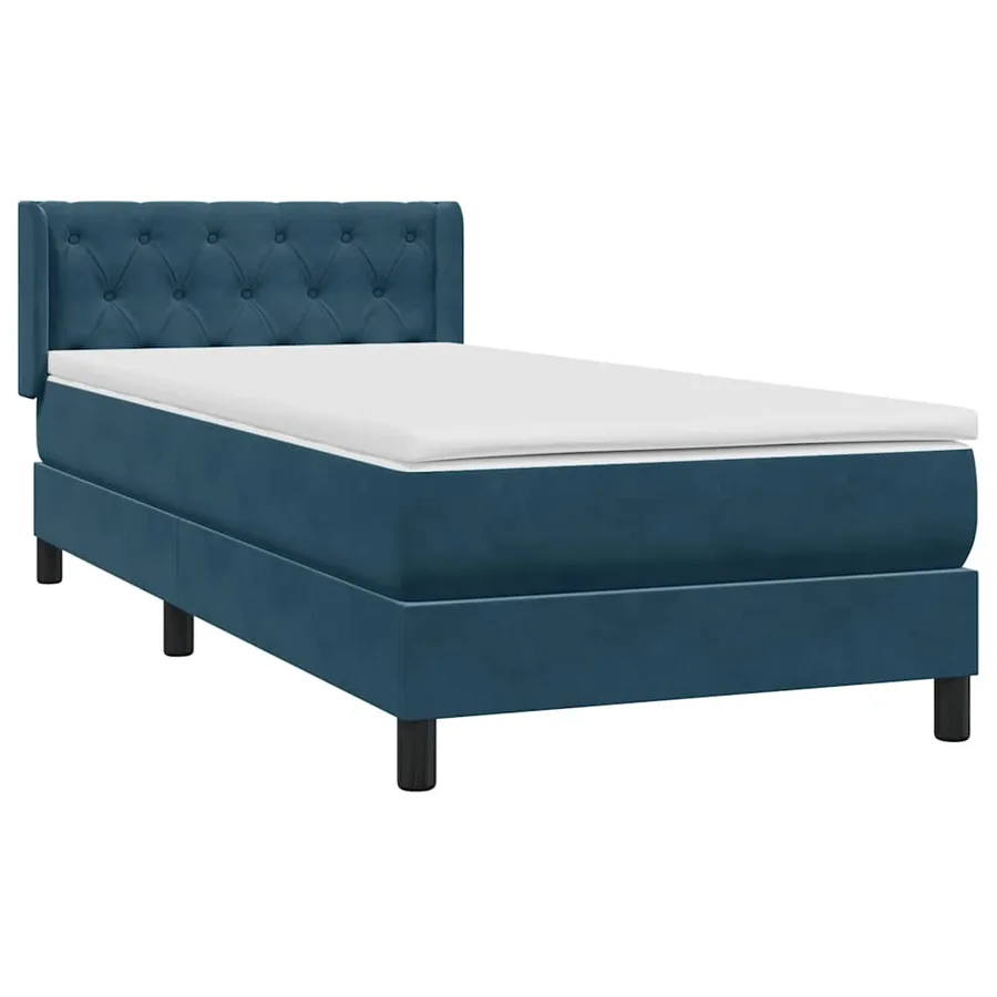 Sommier à lattes de lit et matelas bleu foncé 80x210 cm velours - 4