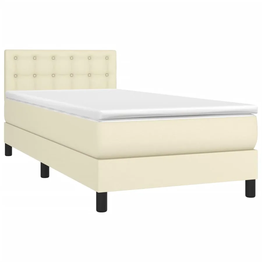 Sommier à lattes de lit avec matelas Crème 90x200 cm Similicuir - 3