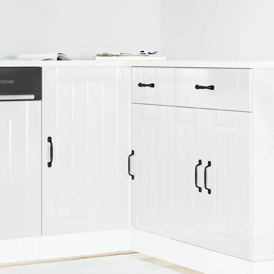 Meuble bas de cuisine « Lucca » Bois d'ingénierie blanc brillant