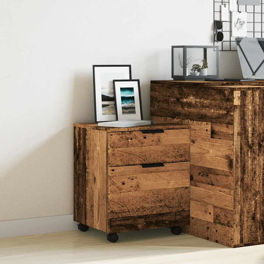 Classeur mobile roues vieux bois 45x38x54 cm bois d'ingénierie - 3