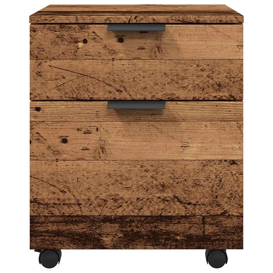 Classeur mobile roues vieux bois 45x38x54 cm bois d'ingénierie - 5