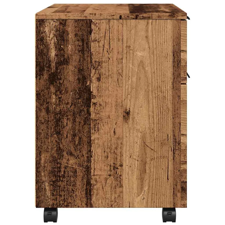 Classeur mobile roues vieux bois 45x38x54 cm bois d'ingénierie - 6