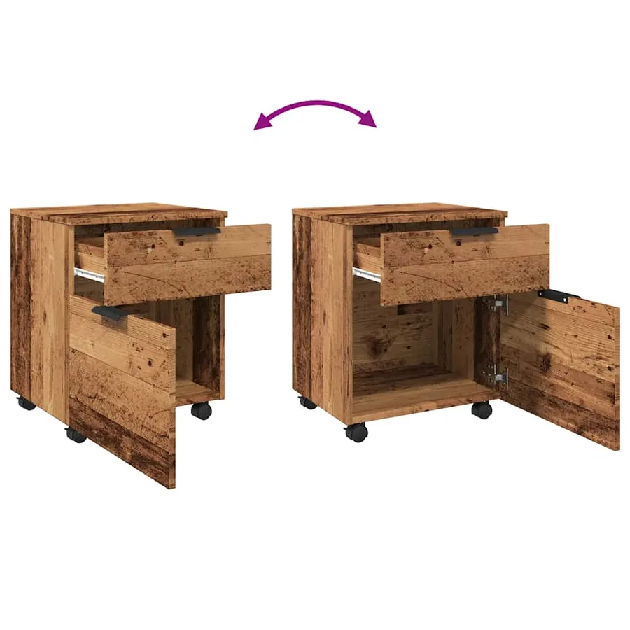 Classeur mobile roues vieux bois 45x38x54 cm bois d'ingénierie - 8