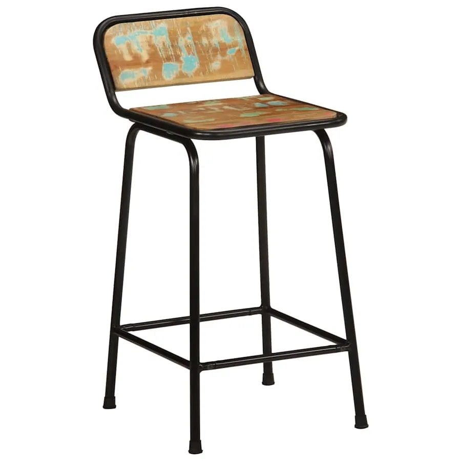 Tabourets de bar lot de 2 46x35,5x80cm bois massif récupération - 10