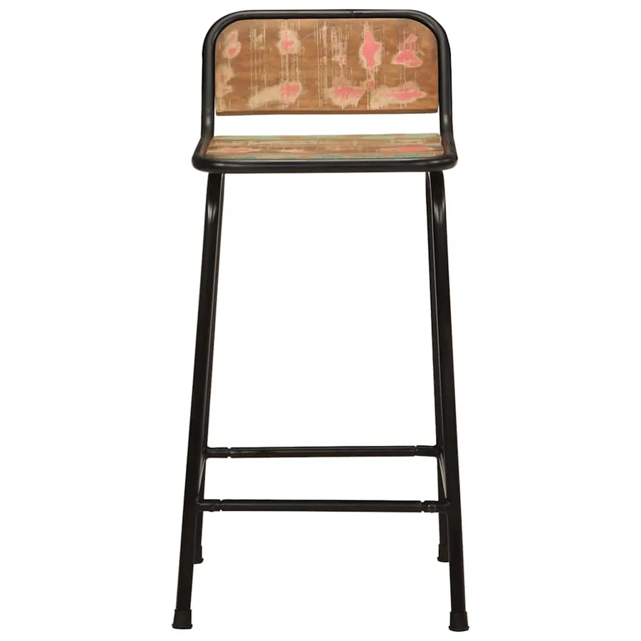 Tabourets de bar lot de 2 46x35,5x80cm bois massif récupération - 2