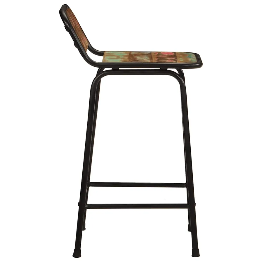 Tabourets de bar lot de 2 46x35,5x80cm bois massif récupération - 3