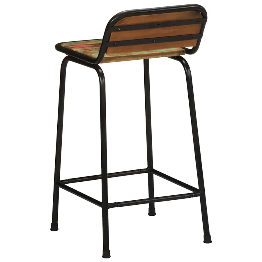 Tabourets de bar lot de 2 46x35,5x80cm bois massif récupération - 4