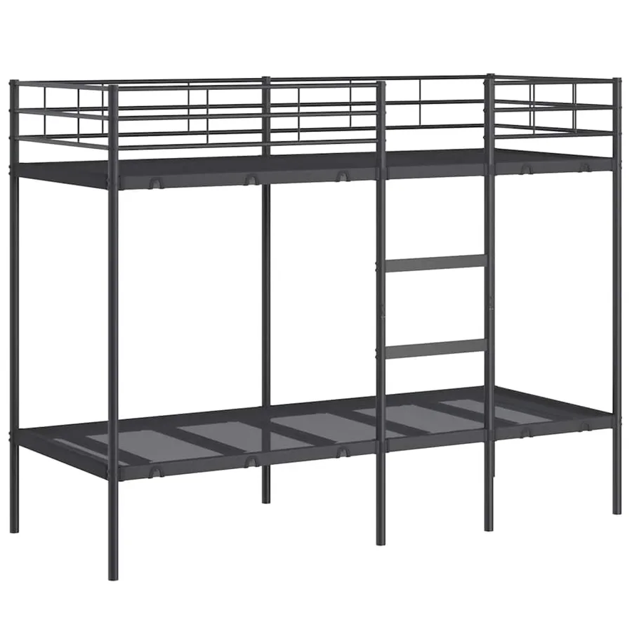 Lit superposé sans matelas noir 75x190 cm acier - 2