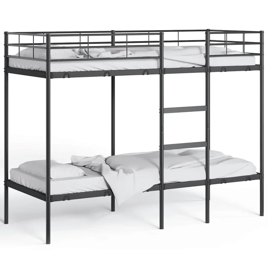 Lit superposé sans matelas noir 75x190 cm acier - 4