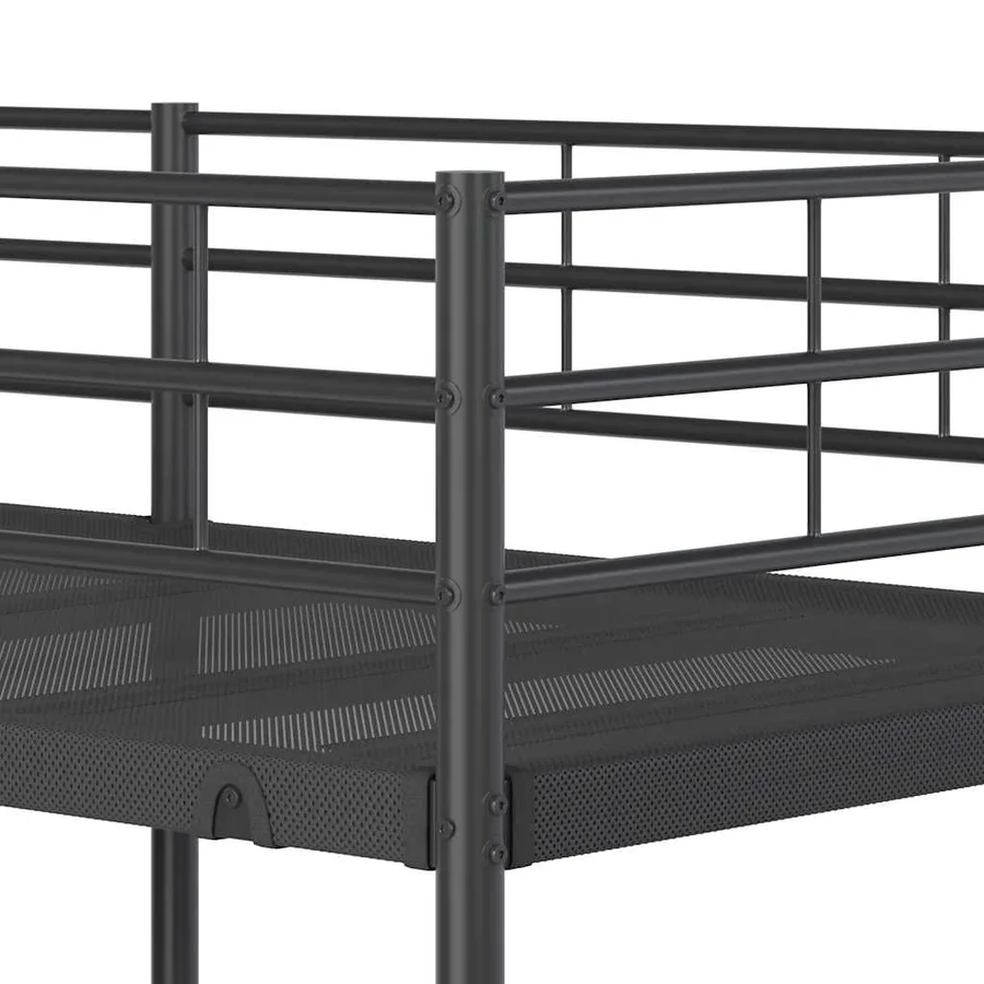 Lit superposé sans matelas noir 75x190 cm acier - 8