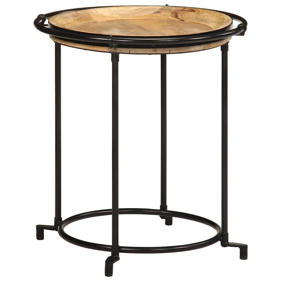 Ensemble de table d'appoint 2 pcs bois massif de manguier - 3