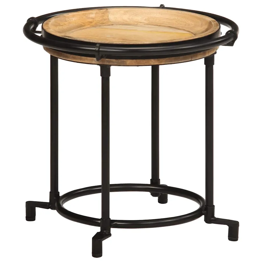Ensemble de table d'appoint 2 pcs bois massif de manguier - 4