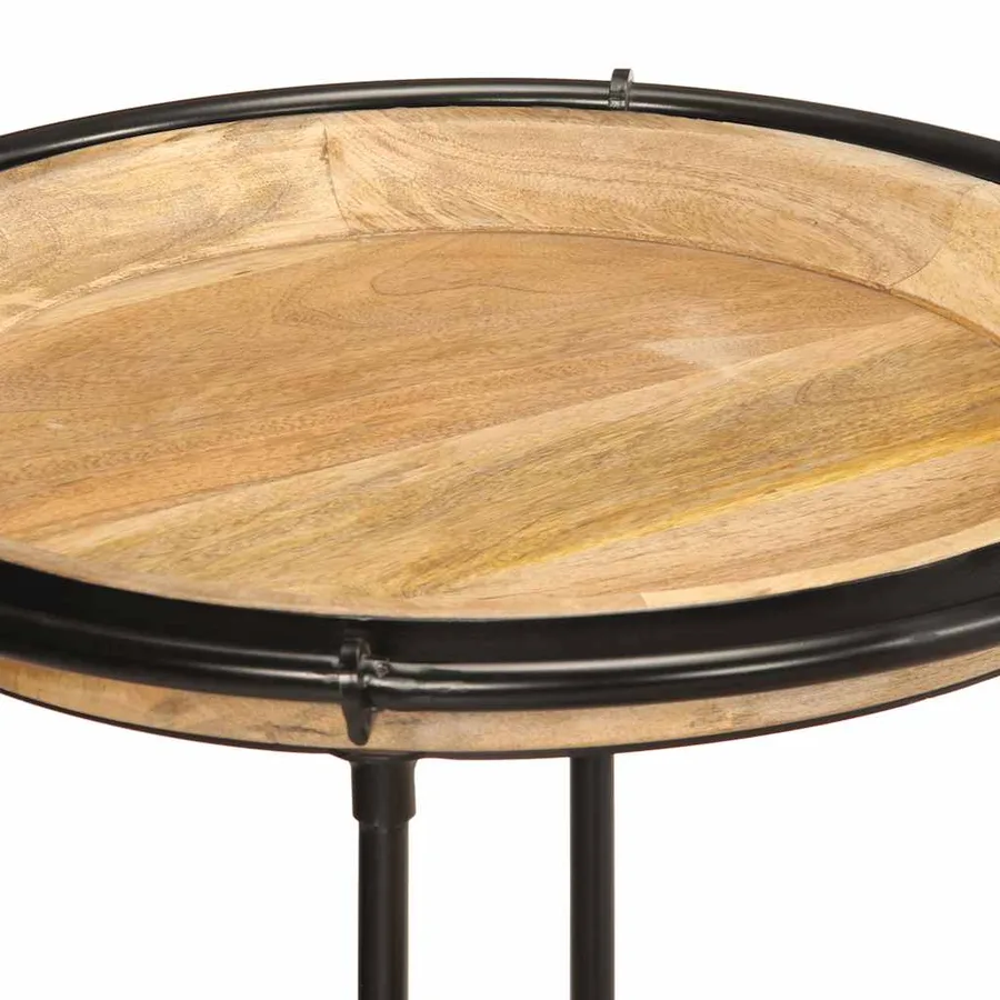 Ensemble de table d'appoint 2 pcs bois massif de manguier - 7