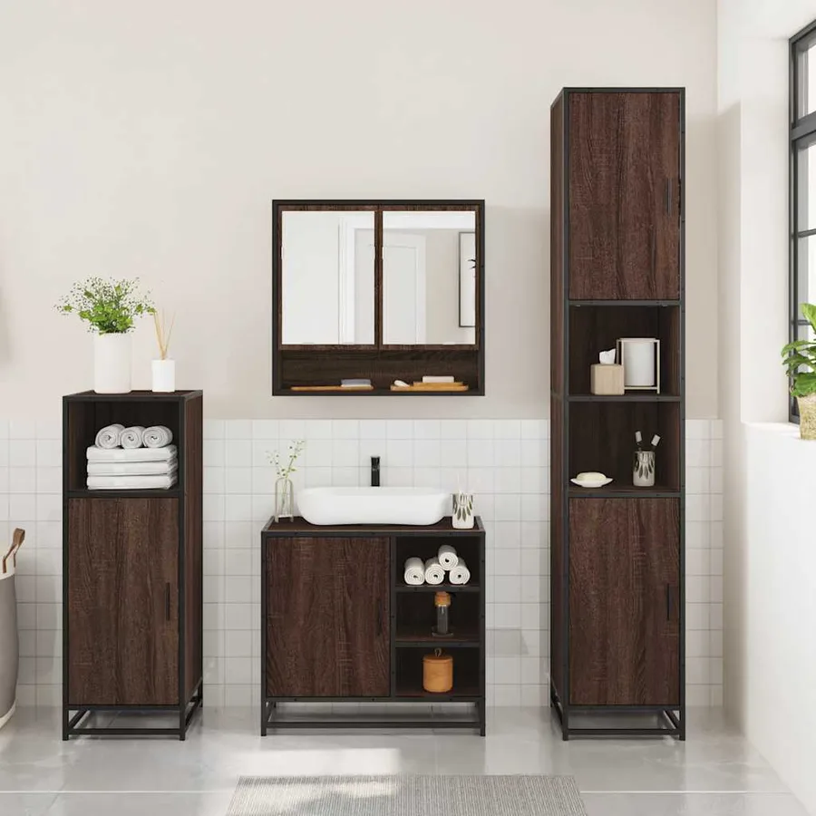 Ensemble de meubles de salle de bain 3 pcs Chêne marron - 3