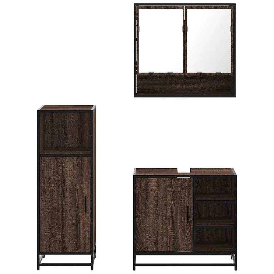 Ensemble de meubles de salle de bain 3 pcs Chêne marron - 5