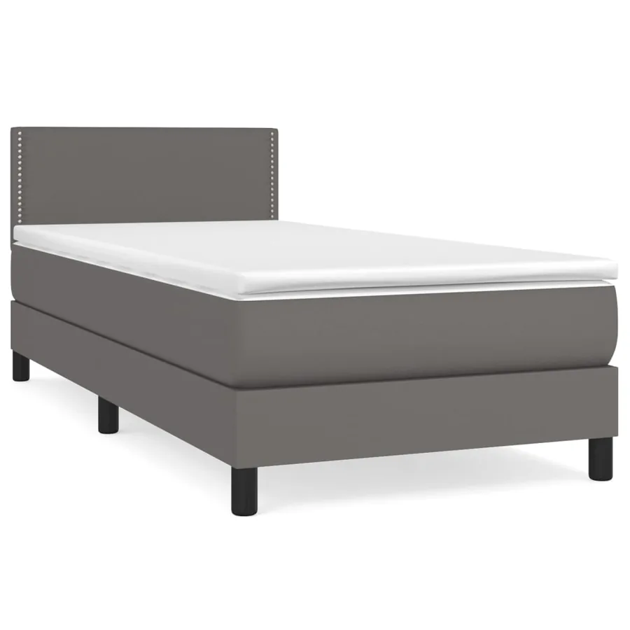 Sommier à lattes de lit avec matelas Gris 80x200 cm Similicuir - 2