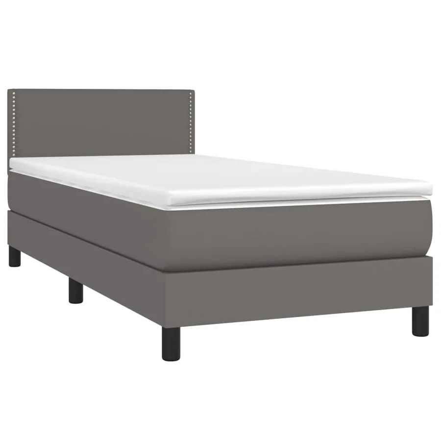Sommier à lattes de lit avec matelas Gris 80x200 cm Similicuir - 3