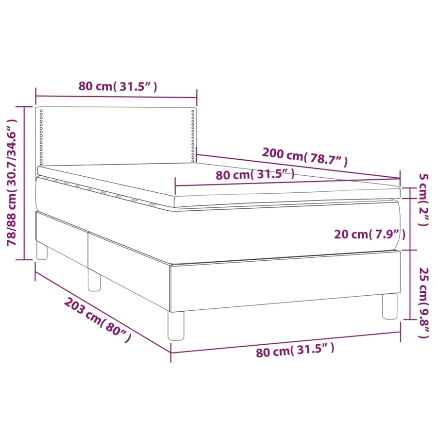 Sommier à lattes de lit avec matelas Gris 80x200 cm Similicuir - 7