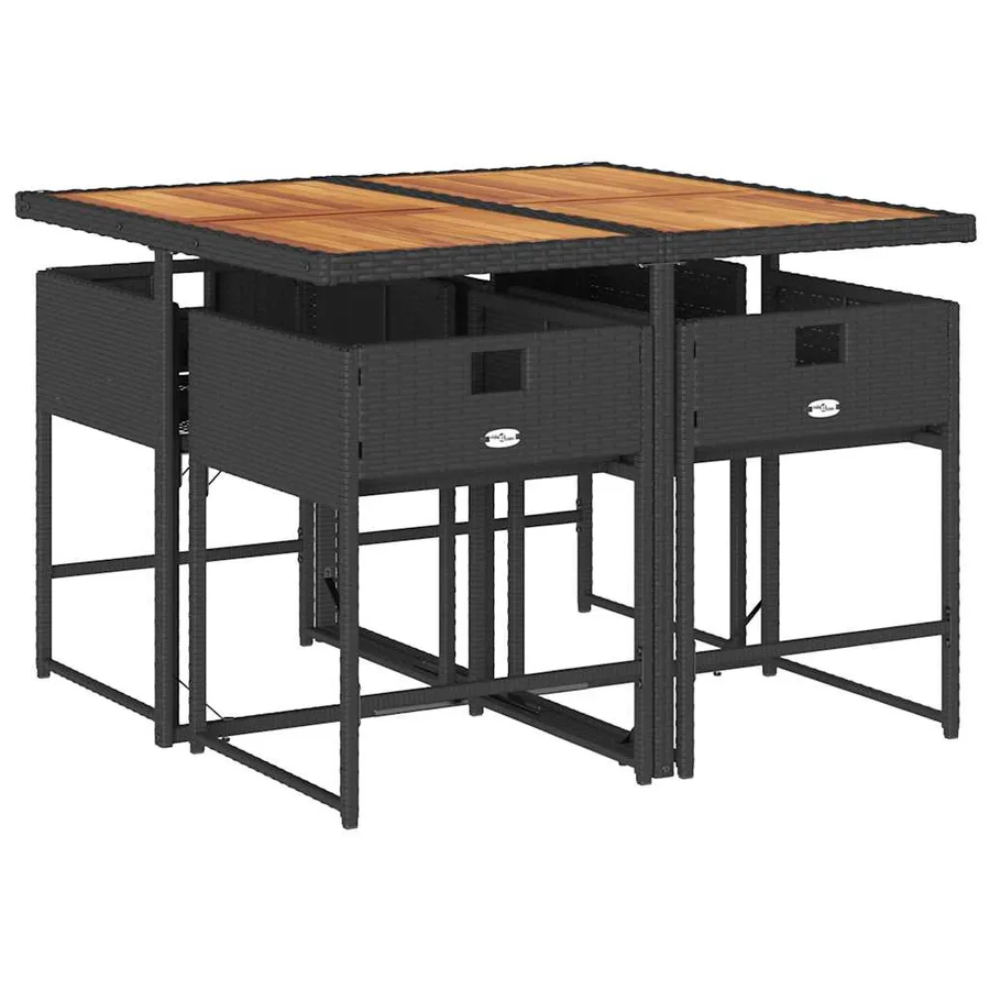 Ensemble à manger de jardin coussins 5pcs Noir Résine tressée - 3