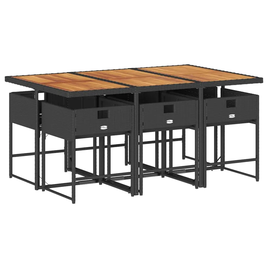 Ensemble à manger de jardin coussins 7pcs Noir Résine tressée - 3