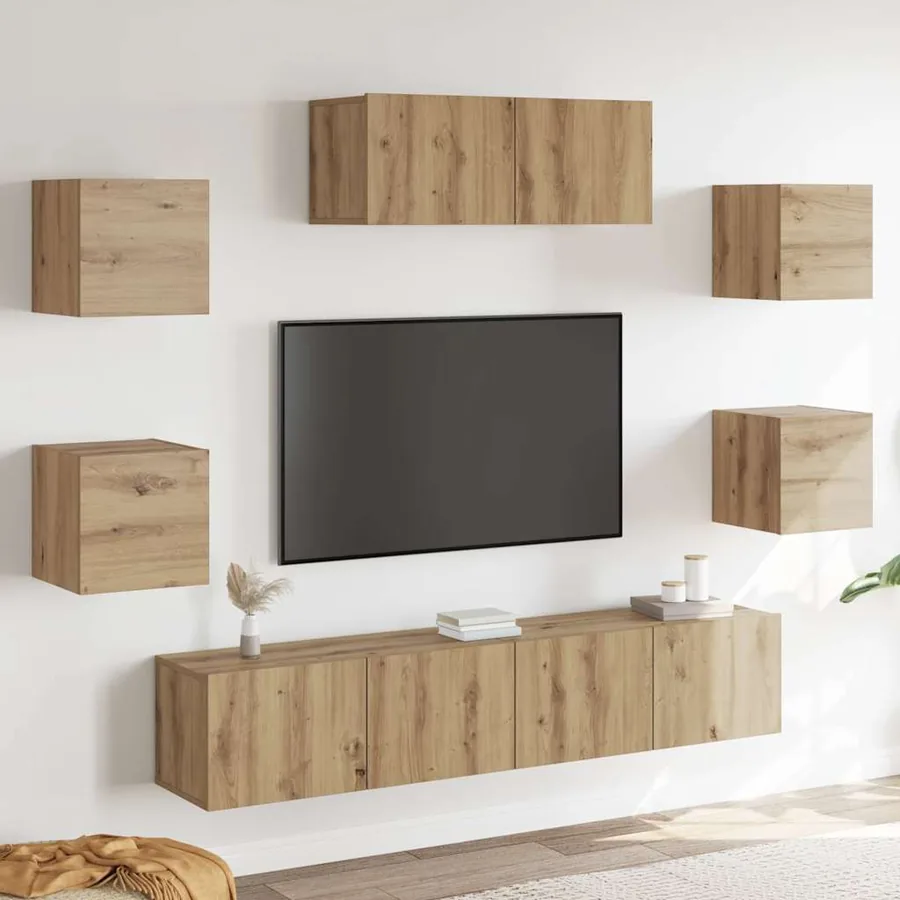 Ensemble de meuble TV mural 7 pcs chêne artisanal