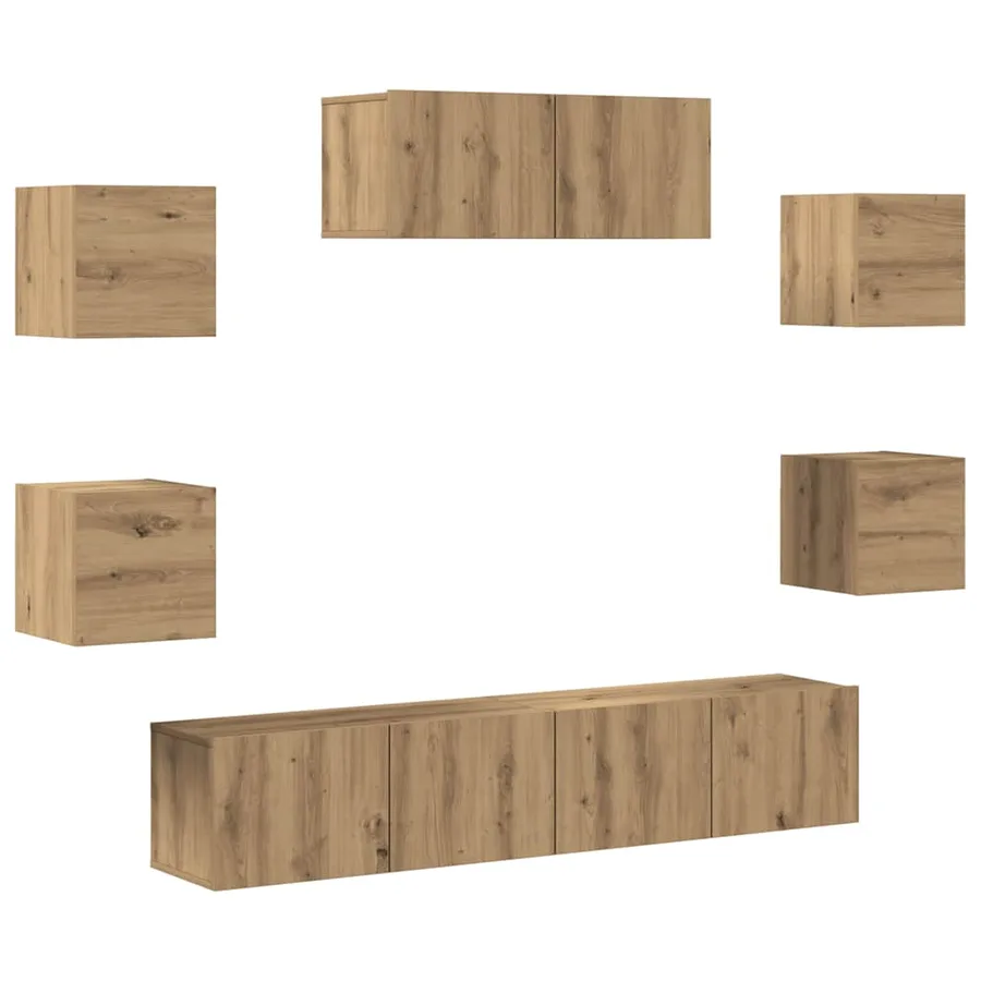 Ensemble de meuble TV mural 7 pcs chêne artisanal - 2