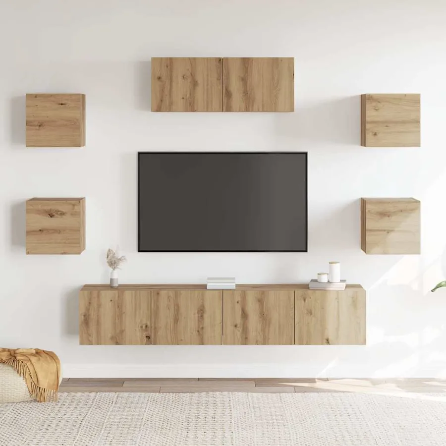 Ensemble de meuble TV mural 7 pcs chêne artisanal - 3