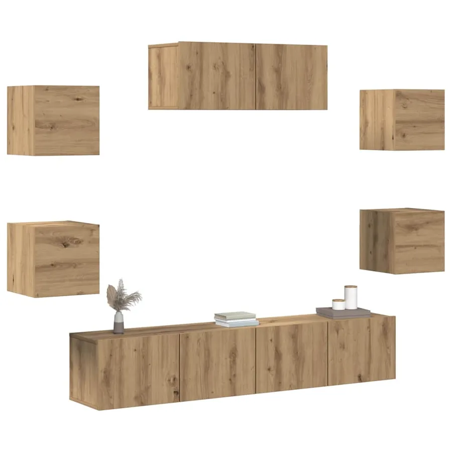 Ensemble de meuble TV mural 7 pcs chêne artisanal - 4