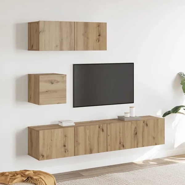 Ensemble de meuble TV mural 4 pcs chêne artisanal