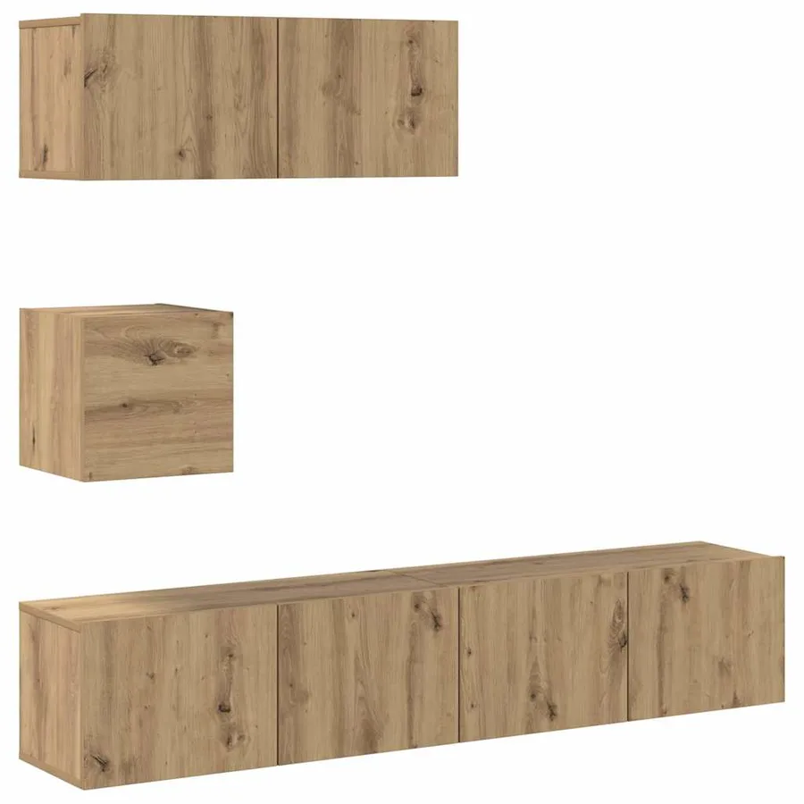 Ensemble de meuble TV mural 4 pcs chêne artisanal - 2