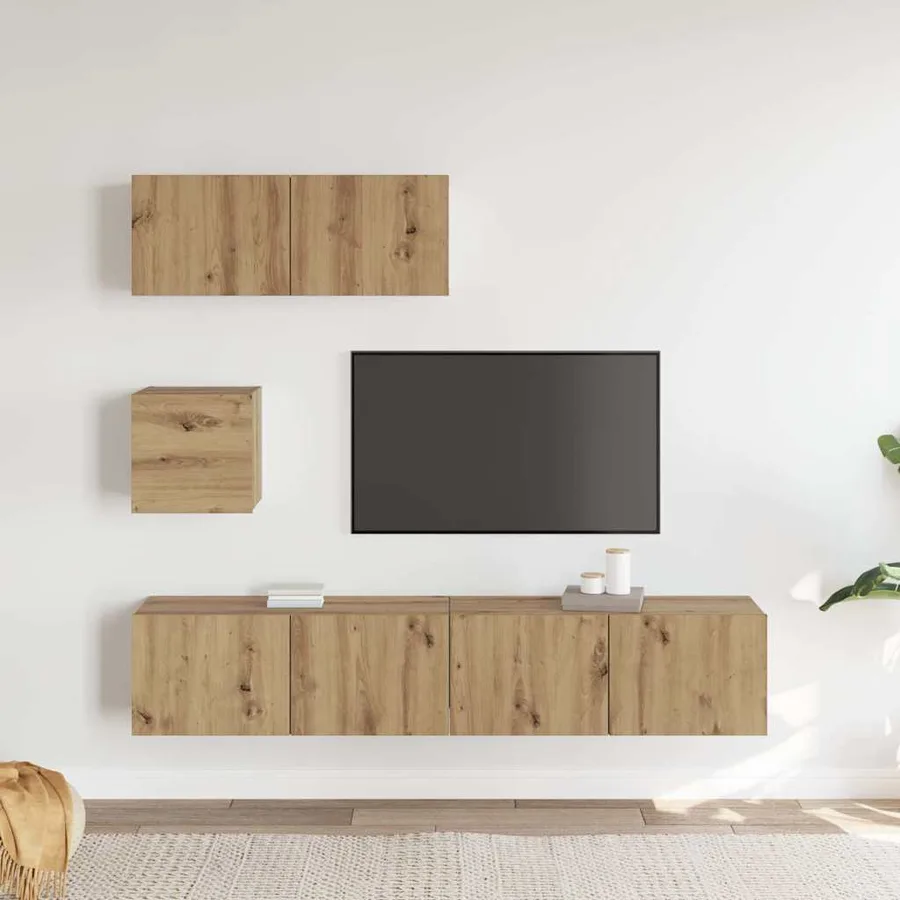Ensemble de meuble TV mural 4 pcs chêne artisanal - 3