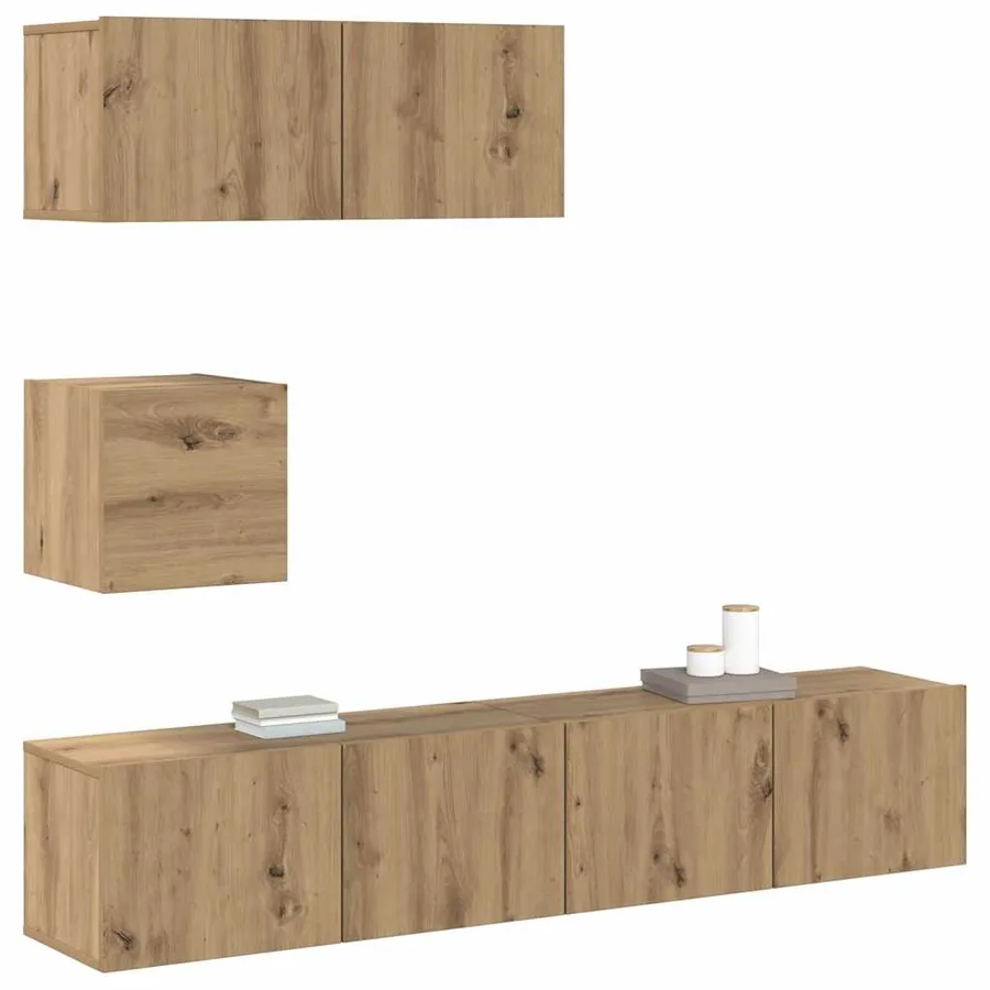 Ensemble de meuble TV mural 4 pcs chêne artisanal - 4